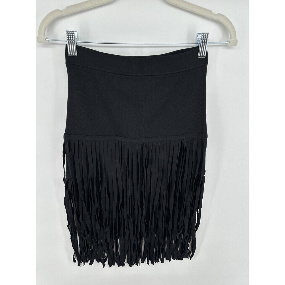 Endless Rose Black Knit Fringe Pencil Skirt XS